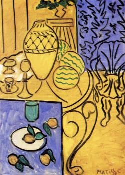 Henri Emile Benoit Matisse : interior in yellow and blue